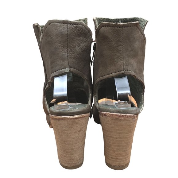 Free People Effie Leather Block Heel EU39 US9 Cutout Side Zip Gray - Picture 7 of 11